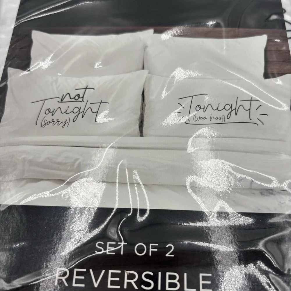 bebe Reversible Pillowcases Set of 2 Not‎ Tonight Tonight Woo Hoo